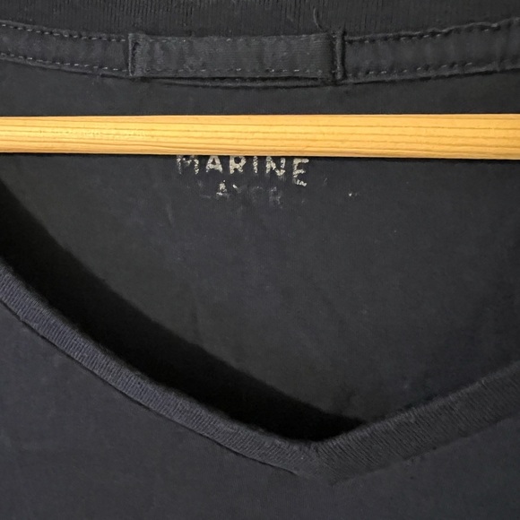MARINE LAYER Signature V-Neck Tee T-Shirt Navy Blue Supima Cotton Modal XL - Picture 3 of 5